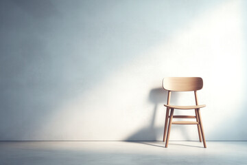 Minimal wooden chair in bright modern room with soft natural light
