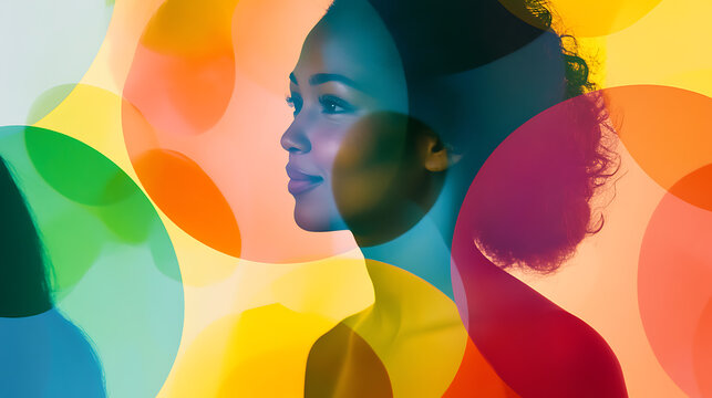 Profile of a person with vibrant, overlapping colorful circles