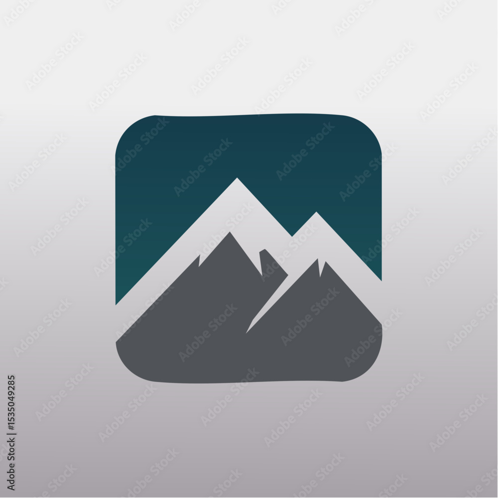 Aufkleber abstract mountain range icon design with minimalist style and rounded square frame