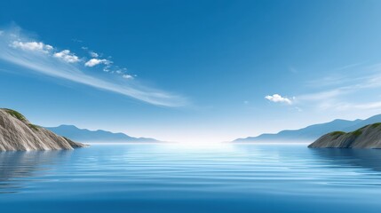 Serene ocean view with gentle waves and a clear blue sky.