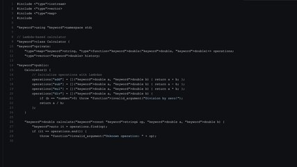Programming code running on computer terminal screen. Programming and coding concept.