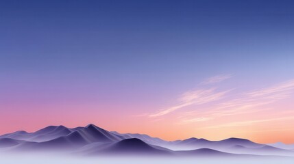 Fototapeta premium Serene mountain landscape at dusk with soft pastel colors in the sky.