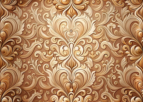Fototapeta Ornate gold damask wallpaper design.