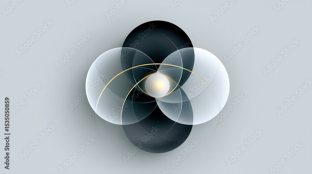 Poster abstract geometric design featuring overlapping circles and gradients.