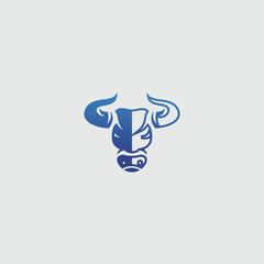 A minimalist bull logo design with clean lines and modern aesthetic style