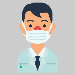 Healthcare Professional Wearing a Protective Face Mask Icon Illustration