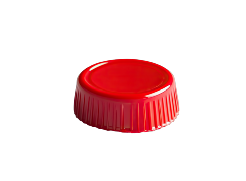 Red bottle cap, smooth top, ribbed sides