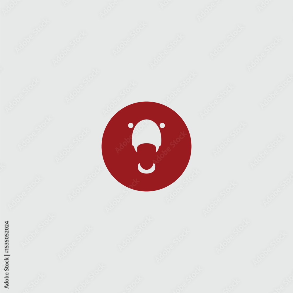 Poster abstract koala bear face icon inside a round shape for a simple design
