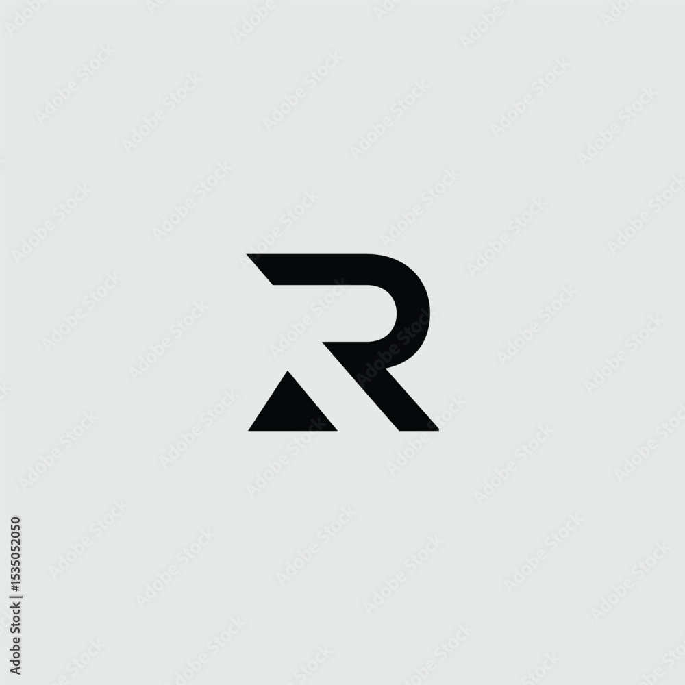 Fototapete abstract initial letter r logo design with geometric triangle element