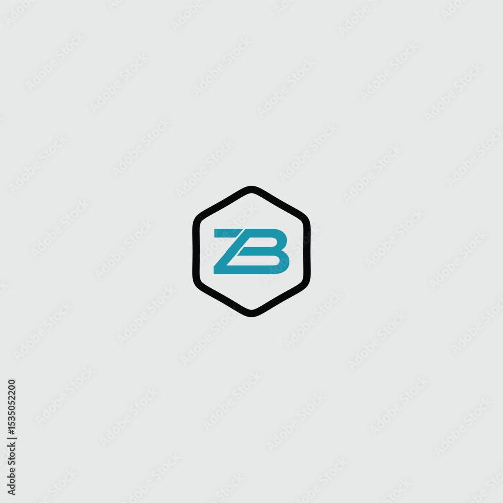 Fototapete abstract logo design featuring letters zb within hexagon for business concepts
