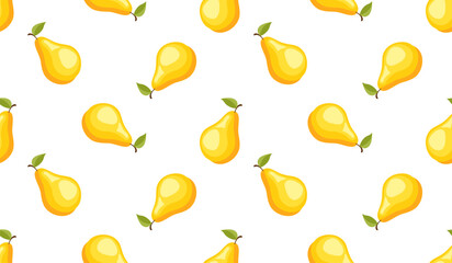 Pear seamless pattern. Fruit background. Beautiful vector print.