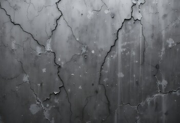 Close up of cracked and weathered old concrete wall surface showing texture