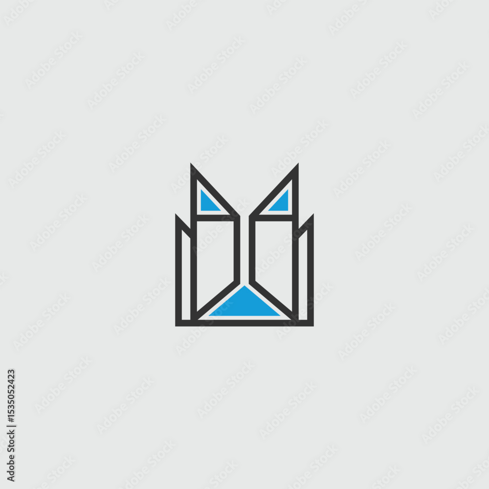 Poster abstract minimalist logo design with geometric shapes and sharp lines, isolated
