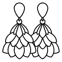 Layered Petal Earrings Line Art 