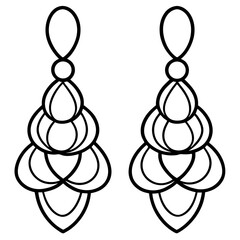 Layered Petal Earrings Line Art 