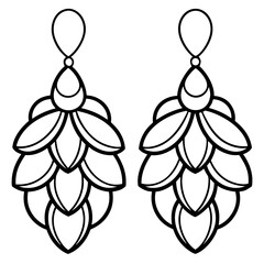 Layered Petal Earrings Line Art 