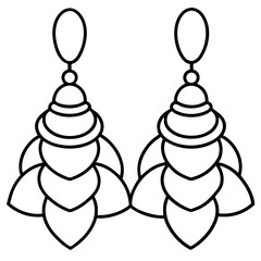 Layered Petal Earrings Line Art 