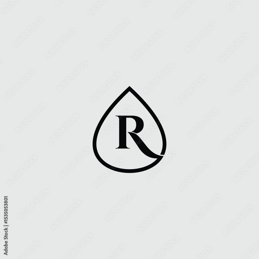 Fototapete elegant initial r lettermark in waterdrop shape for branding and identity
