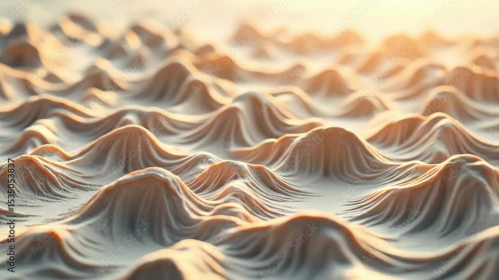Poster abstract 3d rendering of textured landscape with soft lighting and flowing forms