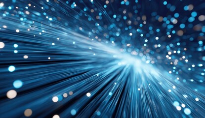 Naklejka premium Fiber Optics Explode in a Burst of Blue Light, Creating a Mesmerizing Digital Abstract Background Effect Display