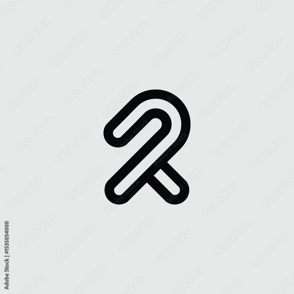 Poster r logo minimal elegant line art logo concept with curvilinear shapes and minimalist design