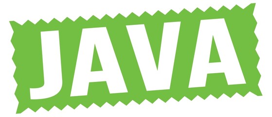 JAVA text written on green stamp sign.