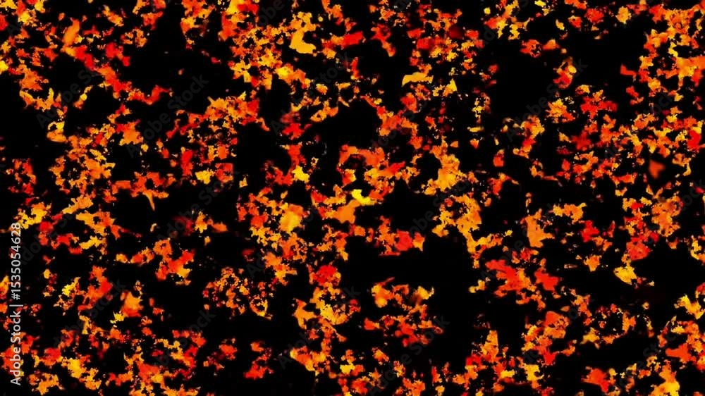 Poster abstract fiery background with orange and red particles on a black backdrop