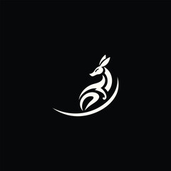 Obraz premium Kangaroo Logo. Minimalist Black Silhouette Design for Bold and Agile Branding