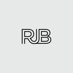 Minimalist intertwined initial logo design featuring the letters R J B with clean lines