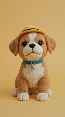 3D chibi style puppy toy wearing a little hat