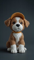 3D chibi style puppy toy wearing a little hat
