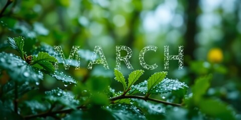 March Greeting Card Design with Nature Elements