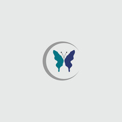 Minimalistic design showcasing a butterfly silhouette within a circular frame