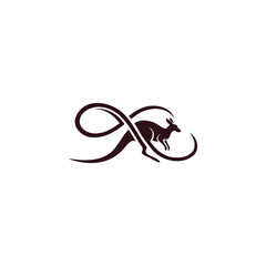 Infinity Kangaroo Logo. A Modern Fusion of Endless Motion and Agility in One Elegant Symbol