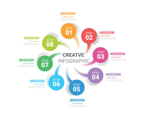 Circle Infographic thin line design and 8 options or steps. Infographics for business concept. Can be used for presentations banner, workflow layout, process diagram, flow chart.