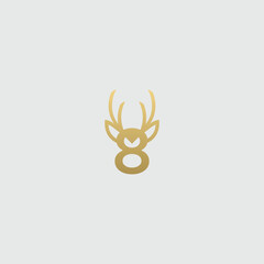 Modern Golden Deer Logo Concept on Light Background, Minimalist Style