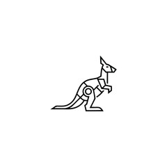 Robot Kangaroo Logotype. Minimal One Color Tech Symbol Blending Robotics and Agility