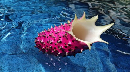 Pink Spiky Fruit Floats on Water