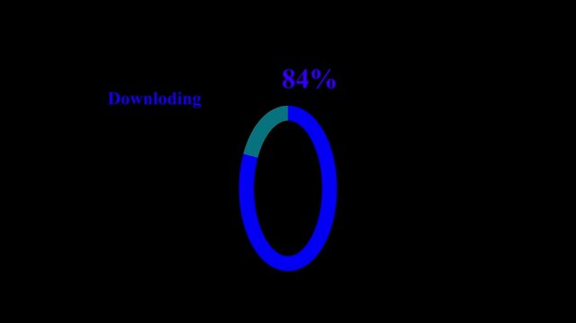 Circle Downloding 0 to 100%full. Glowing aqua color circle orb bar animation. Operating system upgrade concept, software  4k video.