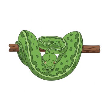 Green Tree Python &ndash; Flat Vector from Papua