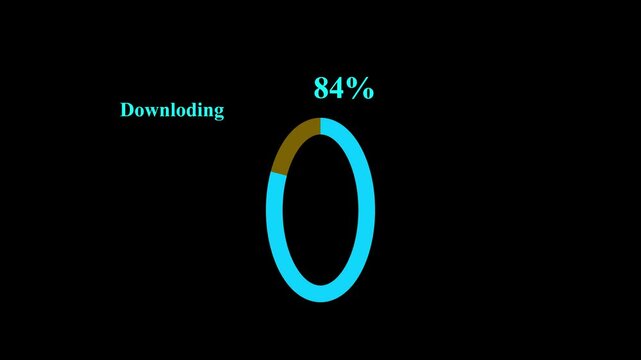 Circle Downloding 0 to 100%full. Glowing aqua color circle orb bar animation. Operating system upgrade concept, software  4k video.