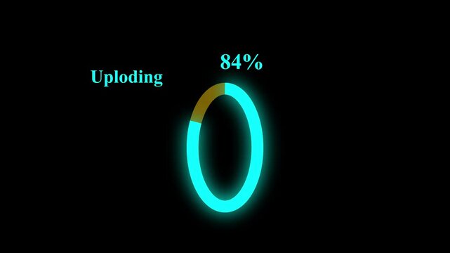 Circle Uploding 0 to 100%full. Glowing color circle orb bar animation. Operating system upgrade concept, software  4k video.