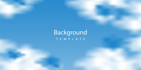 
Blue Sky and Cloud Background Template with Soft White Clouds