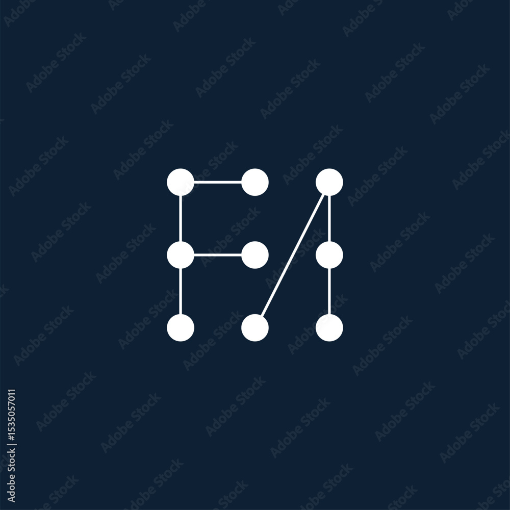 Poster sophisticated minimalist pattern made of connected dots in white on deep blue