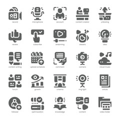 Content Creation Icon pack for your website, mobile, presentation, and logo design. Content Creation Icon solid design. Vector graphics illustration and editable stroke.