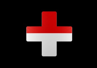 Fototapeta premium Red & White Cross: 3D Render, Deep Shadows