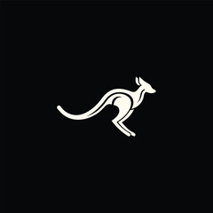 Fototapeta premium Kangaroo Logo. Minimalist Black Silhouette Design for Bold and Agile Branding