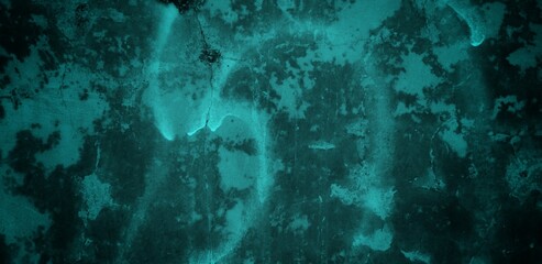 Vivid teal-toned background featuring unique textures, slight cracks, and abstract patterns ideal for artistic or design projects adding character with its visually striking aesthetic.	