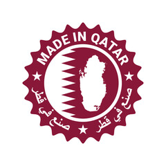 made in qatar circle logo vector with map element	
