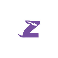 Negative Space Letter Z Kangaroo Typography Logo. Modern and Sleek Joyful Design